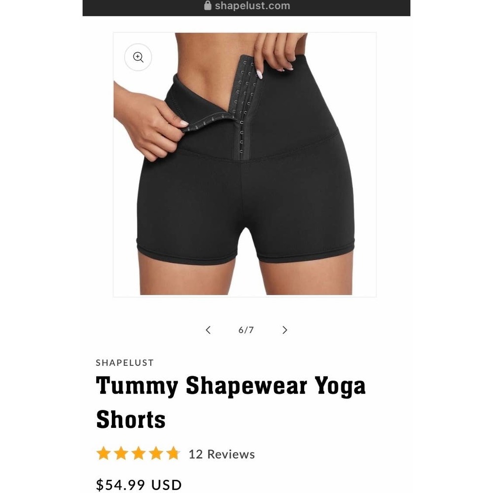 Shapelust Tummy Shapewear With Hooks Yoga Shorts Black Size XL Compression